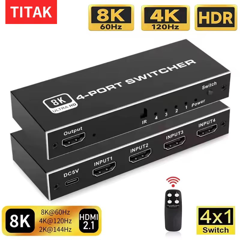 Electro Loop HDMI 2.0 Switch – 5-Port 4K 60Hz Switcher with Remote